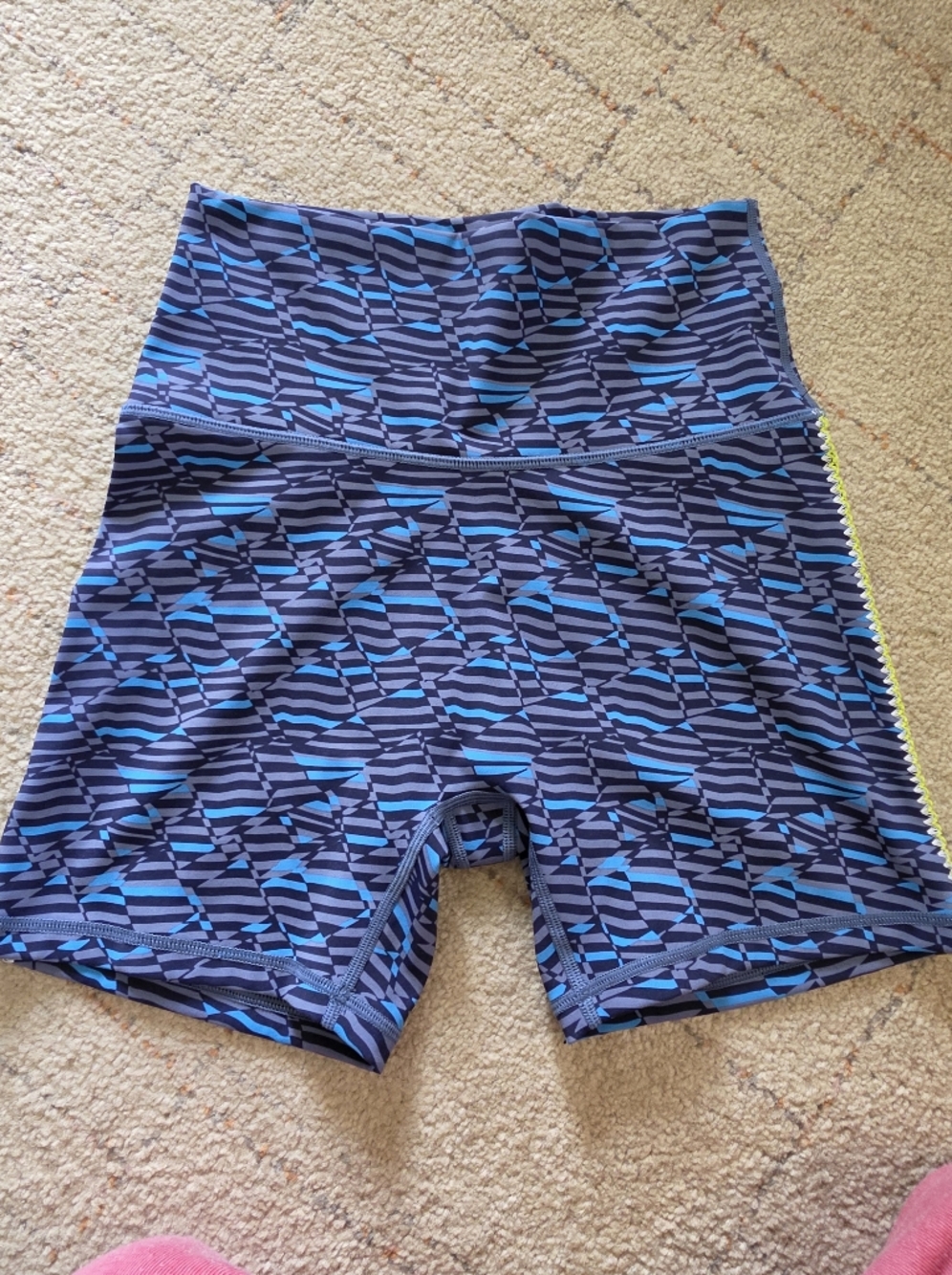 OFFLINE by Aerie High Rise Bike Shorts Blue Geometric Print Medium